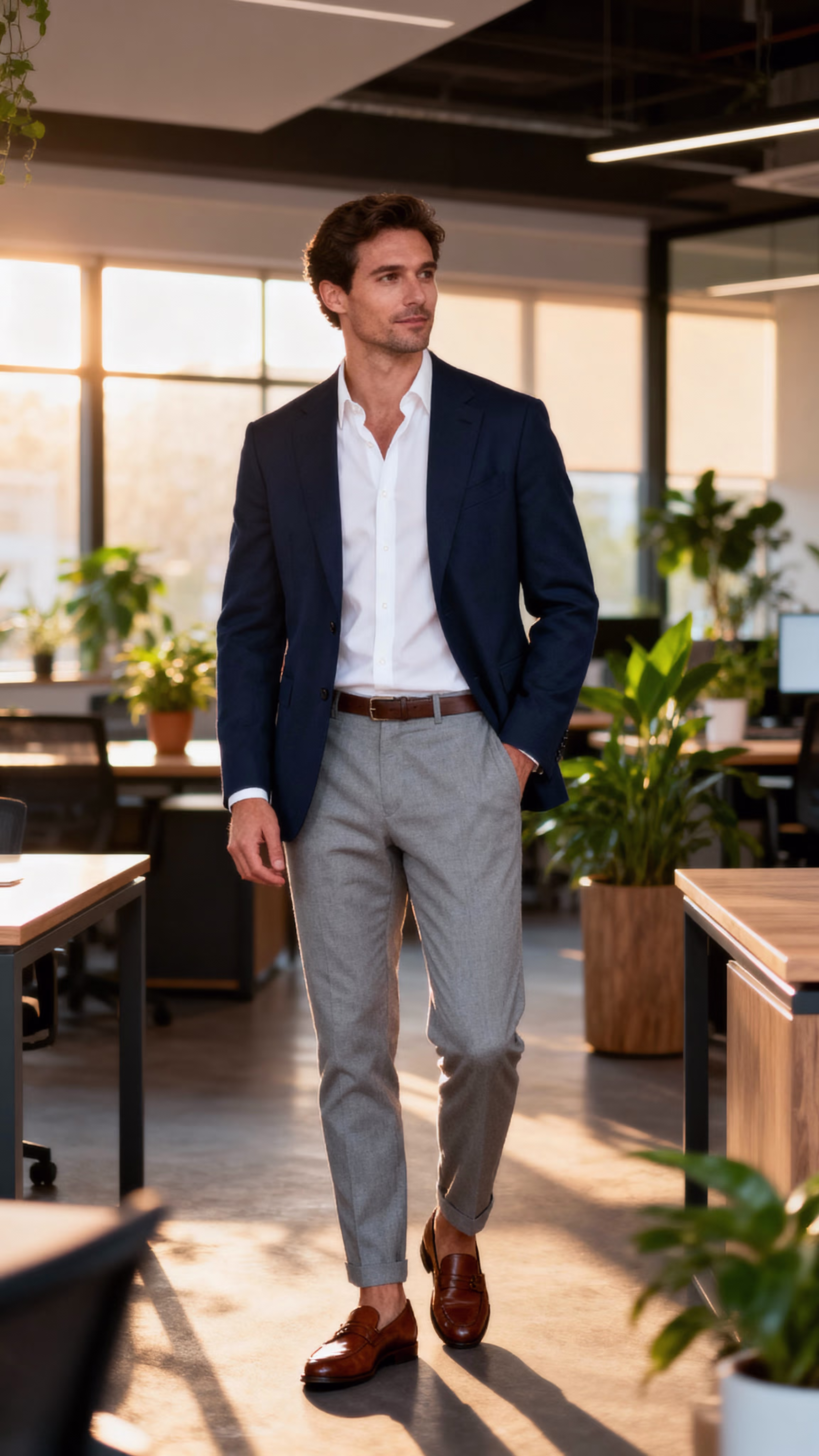 Business professional outfit ideas with navy blazer for office